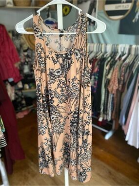 Piphany Peach Floral Tank Mini Dress
